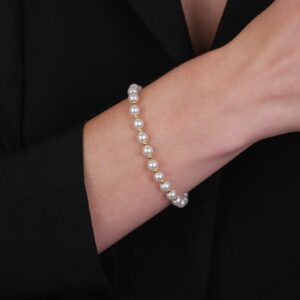 Pulseira Dourada de Pérolas e Bolinhas